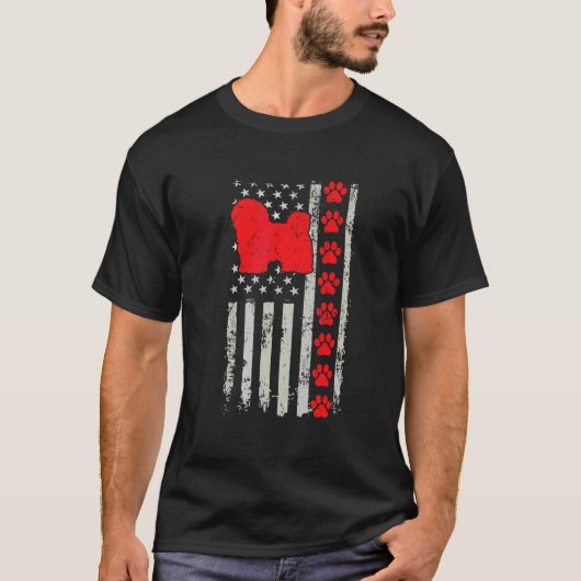 Best Firefighter Havanese Mom Dad Ever Us Flag Dog Tシャツ (正面)