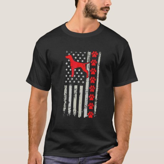 Best Firefighter Vizsla Mom Dad Ever Us Flag Dog P Tシャツ (正面)