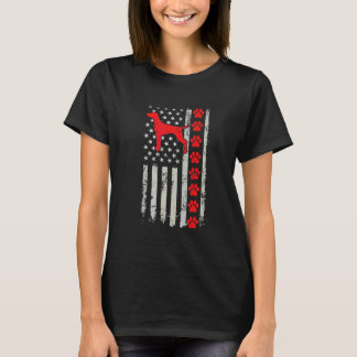 Best Firefighter Vizsla Mom Dad Ever Us Flag Dog P Tシャツ
