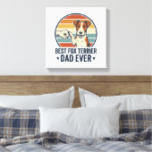 Best Fox Terrier Dad Ever Vintage Dog Lover Shirt_ キャンバスプリント (インサイチュ (寝室))