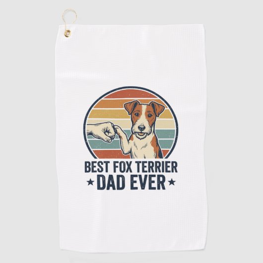 Best Fox Terrier Dad Ever Vintage Dog Lover Shirt_ ゴルフタオル (正面)