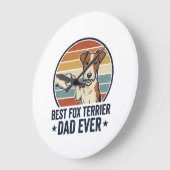 Best Fox Terrier Dad Ever Vintage Dog Lover Shirt_ ラージ壁時計 (傾斜)
