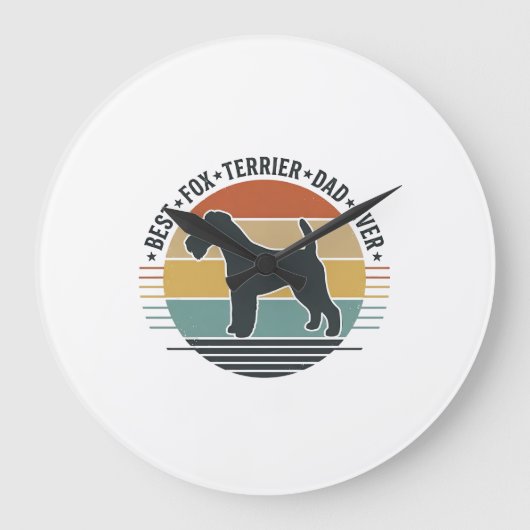 Best Fox Terrier Dad Ever Vintage Dog Shirt_1 ラージ壁時計 (正面)