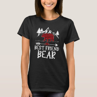 Best Friend Bear Christmas Pajama Red Plaid Buffal Tシャツ