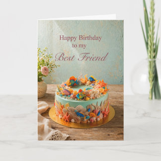 Best Friend Birthday Ocean Cake card カード