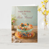 Best Friend Birthday Ocean Cake card カード (黄色い花)