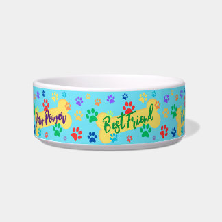 Best Friend Customizable Paws & Bones Dog Bowl ボウル