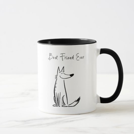 Best Friend Ever Dog Mug – Cute Sketch Illustratio マグカップ (右)