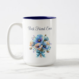Best Friend Ever Floral – Blue Peach Bouquet  ツートーンマグカップ