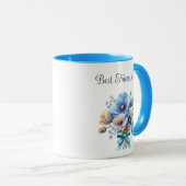 Best Friend Ever Floral – Blue Peach Bouquet Combo マグカップ (正面右)