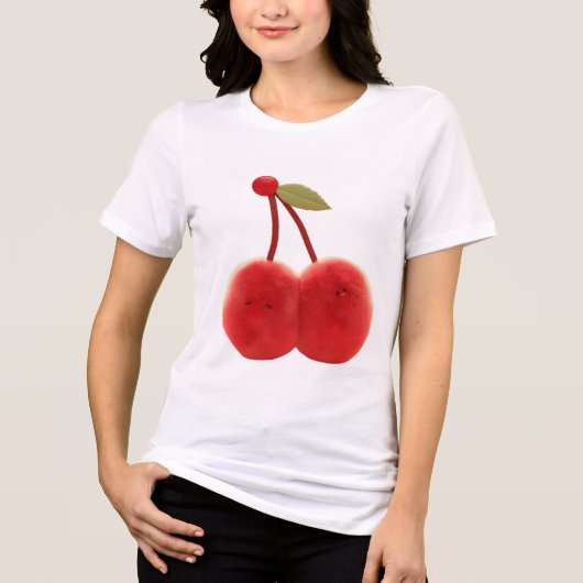 Best Friend Gift – Cute Cherry Duo with Happy Face トライブレンドTシャツ (正面)