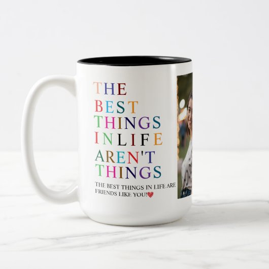 Best Friend in the World Custom Photo ツートーンマグカップ (左)
