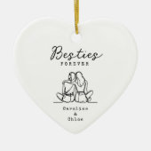Best Friend Line Art Personalized Names Keepsake セラミックオーナメント (正面)