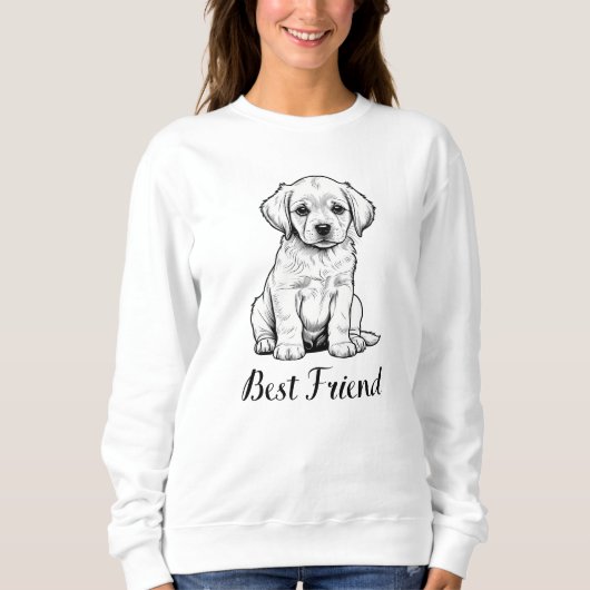 Best Friend Puppy Sketch - Adorable Dog Art スウェットシャツ (正面)