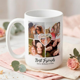 BEST FRIENDS オリジナル写真コラージュ&名前入り コーヒーマグカップ