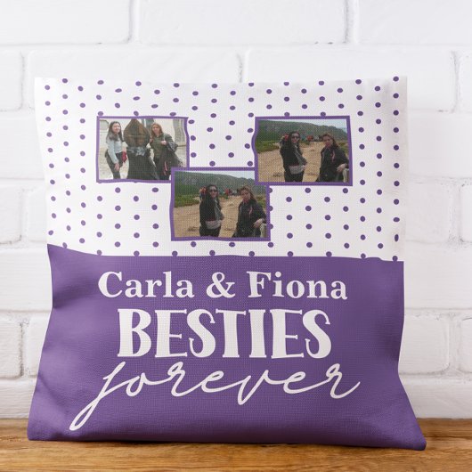 Best friends 3 photos on Throw Pillow クッション