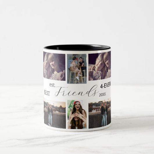 Best Friends 4-Ever – 8 Photo Collage Mug + Year ツートーンマグカップ (中央)