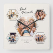 Best Friends 5 Photo Custom Collage Keepsake スクエア壁時計 (正面)
