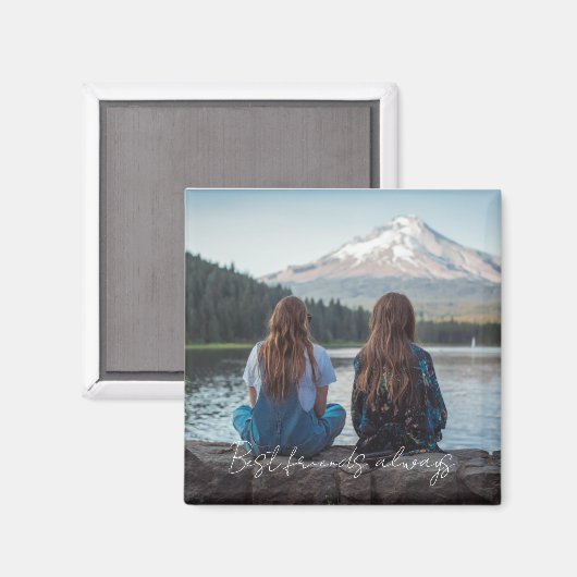 Best Friends Always Modern Heart Script Photo  マグネット (正面/裏面)