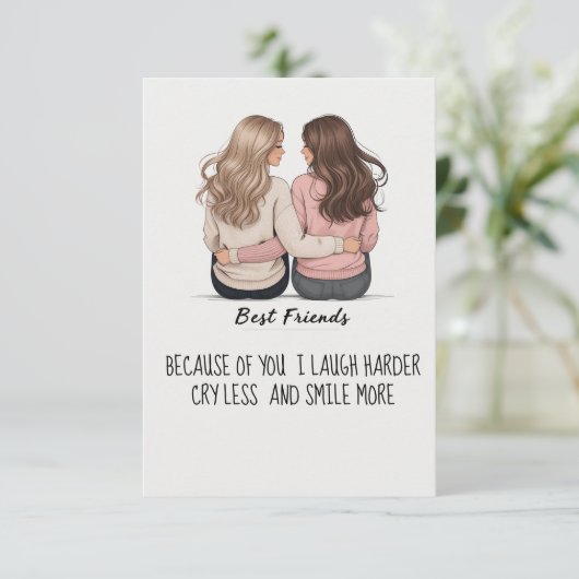 Best Friends Back View Hair & Outfit Illustration サンキューカード (スタンド正面)