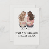 Best Friends Back View Hair & Outfit Illustration サンキューカード (正面/裏面)