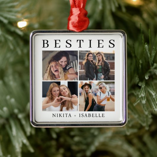 Best Friends Bestie Photo Collage Keepsake Gift メタルオーナメント (ツリー)