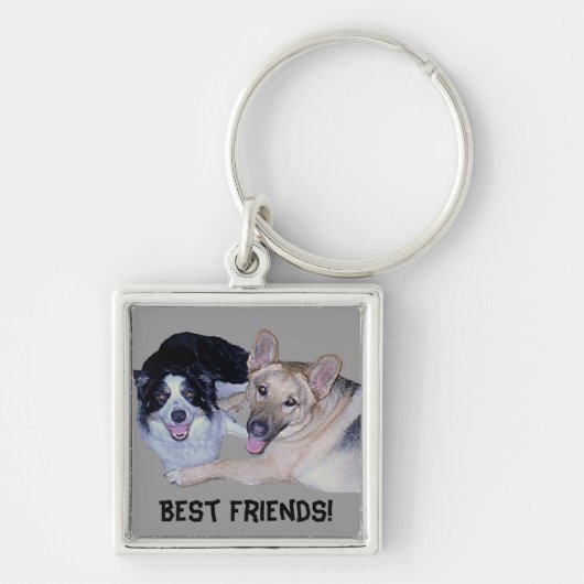 Best Friends Border Collie & German Shepherd キーホルダー (正面)
