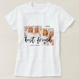 Best Friends | Casual Script and Two Photo Grid Tシャツ