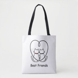 Best Friends Cats Heart Tail トートバッグ