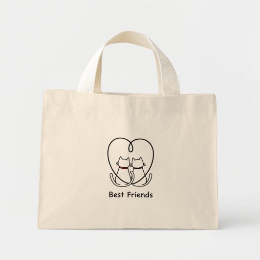 Best Friends Cats Heart Tail ミニトートバッグ (正面)