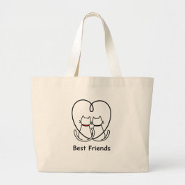 Best Friends Cats Heart Tail ラージトートバッグ