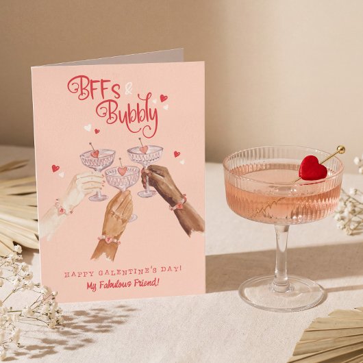 Best Friends Cocktail Cheer Happy Galentine's Day シーズンカード