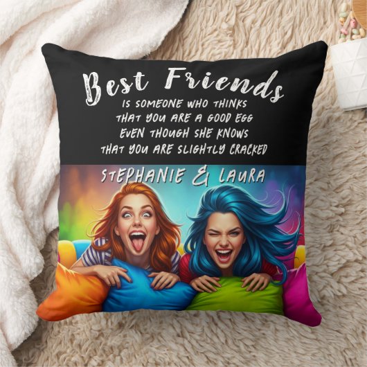 Best Friends Colorful Hair With Funny Quote クッション (ブランケット)