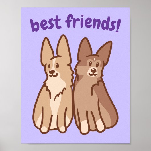 "Best Friends" Corgi Friendship Poster ポスター (正面)