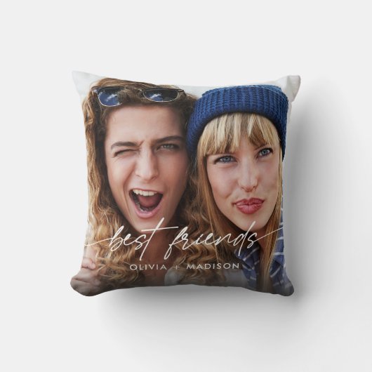 Best Friends Create Your Own Photo Modern Script クッション (正面)