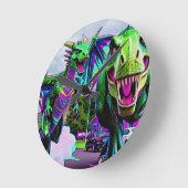 Best Friends - Dragon and Dinosaur Walking ラウンド壁時計 (傾斜)