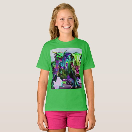 Best Friends - Dragon and Dinosaur Walking Tシャツ (正面フル)