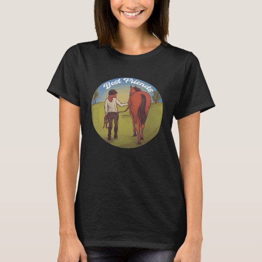 Best Friends Equitation Horse Riding Tシャツ (正面)