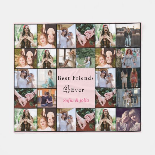 Best Friends Forever – 26 Photo Collage Blanket フリースブランケット (正面(横))