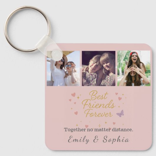 Best Friends Forever – 3 Photo Keychain Gift キーホルダー (正面)