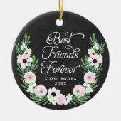 Best Friends Forever Personalized Rustic Floral セラミックオーナメント (正面)