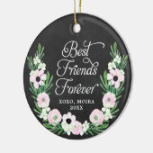 Best Friends Forever Personalized Rustic Floral セラミックオーナメント (左)