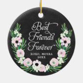 Best Friends Forever Personalized Rustic Floral セラミックオーナメント (裏面)