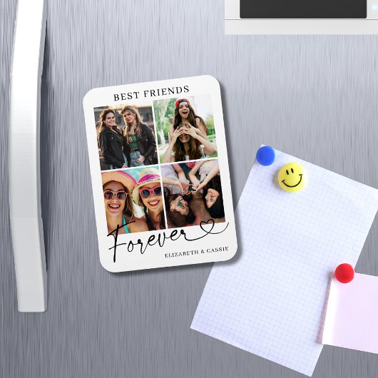 Best Friends Forever Photo Collage Heart Script マグネット