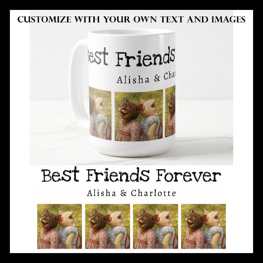 Best Friends Forever Photo Mug with Custom Names コーヒーマグカップ