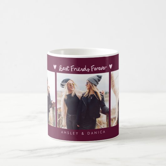 Best Friends Forever Photo Multi Photo Cranberry コーヒーマグカップ (中央)