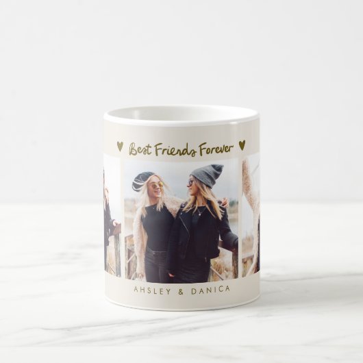 Best Friends Forever Photo Multi Photo Cream コーヒーマグカップ (中央)