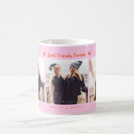 Best Friends Forever Photo Multi Photo Orange Pink コーヒーマグカップ (中央)