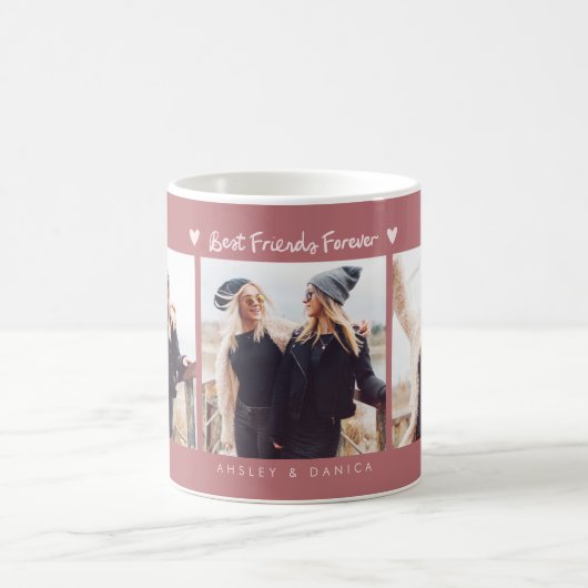 Best Friends Forever Photo Multi Photo Pink コーヒーマグカップ (中央)