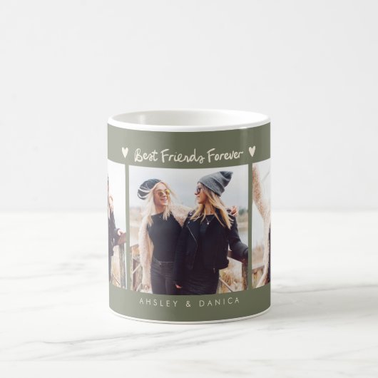 Best Friends Forever Photo Multi Photo Sage Green コーヒーマグカップ (中央)
